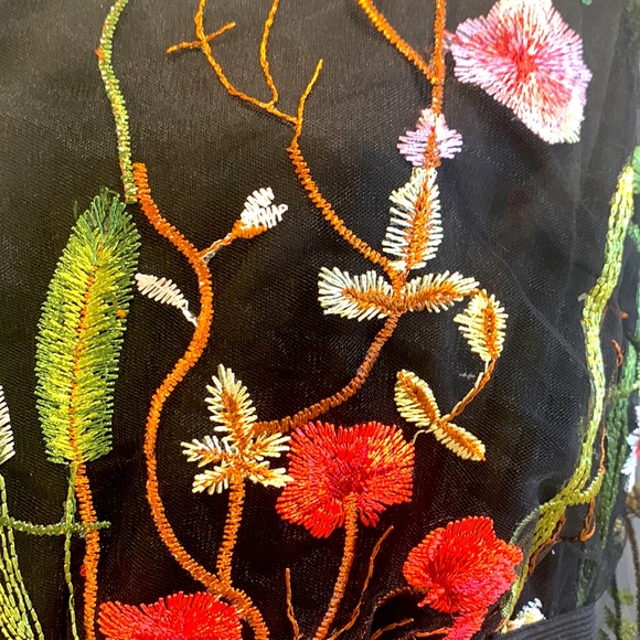 Floral Mesh Embroidery Overlay Dress - Picture 5 of 9